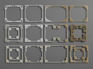 新中式方形雕花构件