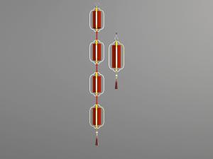 中式灯笼串墙饰挂件