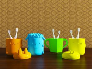 塑料卡通造型的儿童牙缸牙刷卫浴小件