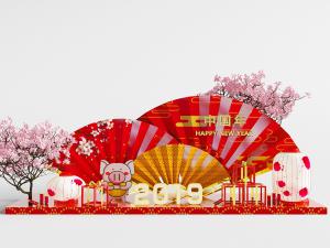 中国新春佳节超市卖场庆祝宣传展示台