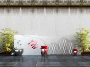 中式酒罐、竹子景观小品