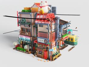 游戏场景建筑街道房子