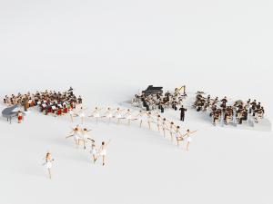 现代交响乐团和跳芭蕾舞蹈的演员们3d模型 现代交响乐团和跳芭蕾舞蹈的演员们