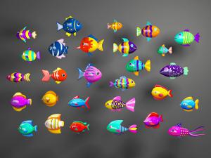 一群游泳的热带鱼儿童玩具