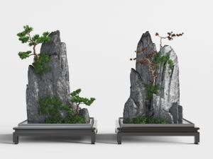 中式假山盆景盆栽