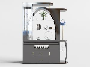 新中式实木装饰酒柜3d模型 新中式实木装饰酒柜