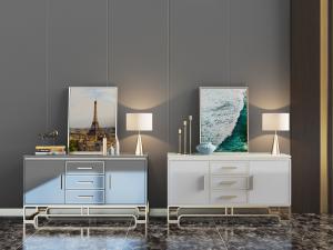 新中式现代轻奢铁艺玄关柜边柜