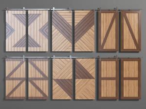 北欧实木拼接谷仓门推拉门