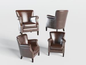 简欧带铆钉的皮革单人沙发3d模型 简欧带铆钉的皮革单人沙发