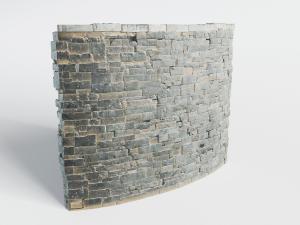 一段弧形的灰砖残垣断壁背景墙3d模型 一段弧形的灰砖残垣断壁背景墙