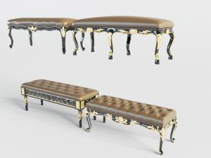 欧式光面和菱形软包装饰的沙发凳