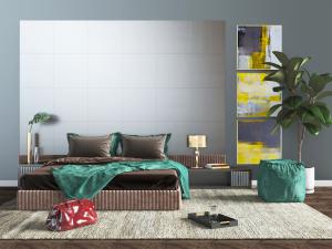 现代布艺双人床