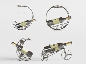 欧式铁艺红酒架酒瓶3d模型 欧式铁艺红酒架酒瓶
