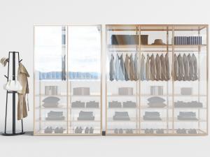 现代轻奢透明玻璃的衣柜