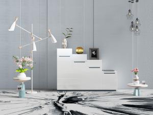 现代轻奢白色错落玄关柜边柜