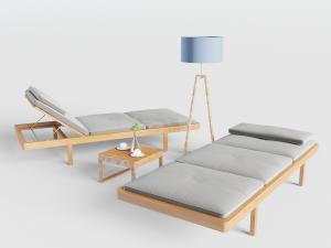 现代实木支架的躺椅