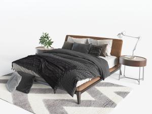 现代双人床床头柜