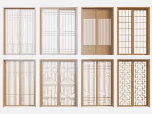 新中式实木色推拉门