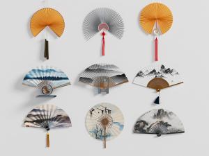 中式折扇纸扇墙饰挂件