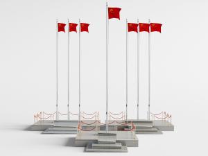 中式汉白玉旗台旗帜