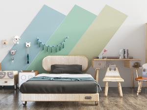 现代儿童双人床书桌椅组合