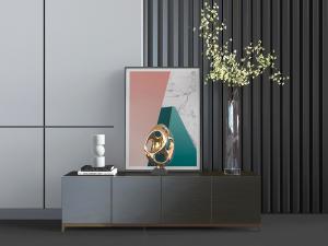 现代黑色电视柜装饰品摆件