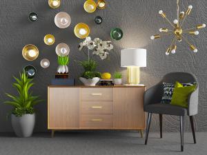 北欧实木玄关柜边柜休闲椅子