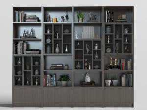 现代黑色实木装饰柜置物架