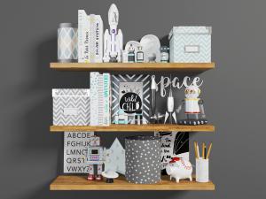 现代实木隔板墙面装饰置物架