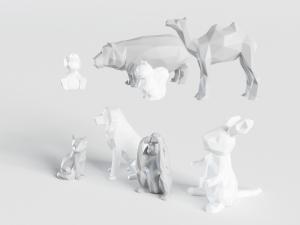 不同动物造型的雕塑雕刻