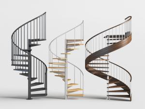 现代金属栏杆旋转楼梯3d模型 现代金属栏杆旋转楼梯