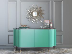简欧绿色造型玄关柜、装饰镜
