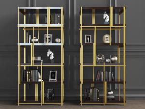 现代金属框架的装饰收纳架、装饰柜