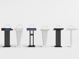 现代黑白带话筒的演讲台、讲台桌3d模型 现代黑白带话筒的演讲台、讲台桌