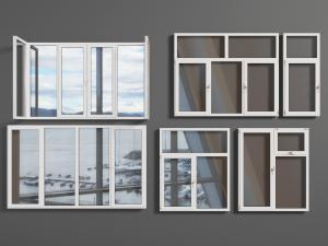 现代白色边框的平开窗