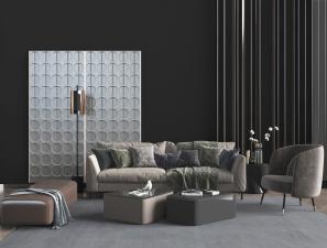 北欧多人沙发、休闲椅和坐凳组合