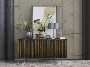 新中式实木玄关柜、饰品摆件