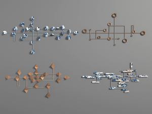 新中式青花瓷和金属饰品墙面挂件