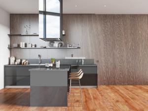 现代厨房整体橱柜、厨房中岛吧台