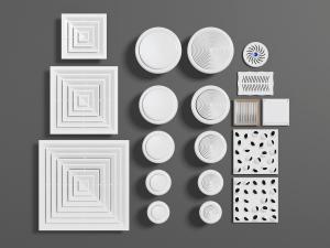 现代厨卫吊顶出风口、排风扇和地漏