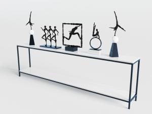 新中式黑色金属架的端景台3d模型 新中式黑色金属架的端景台