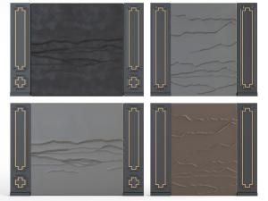 新中式山脉纹理的背景墙3d模型 新中式山脉纹理的背景墙