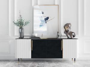 北欧黑白拼接的玄关柜