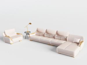 现代白色转角多人沙发、单人沙发