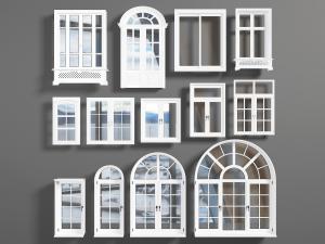 欧式白色拱形平开窗