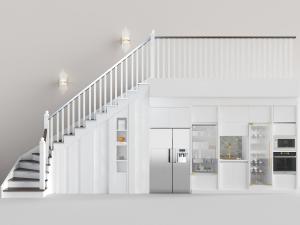 简欧下层带收纳的实木楼梯3d模型 简欧下层带收纳的实木楼梯