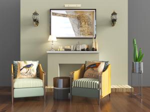 北欧单人沙发茶几组合3d模型 北欧单人沙发茶几组合