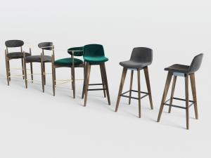 现代实木支撑的吧椅