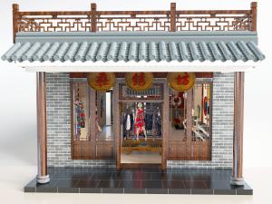 中式仿古建筑的服装店门头