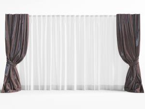 现代咖啡色窗帘窗纱